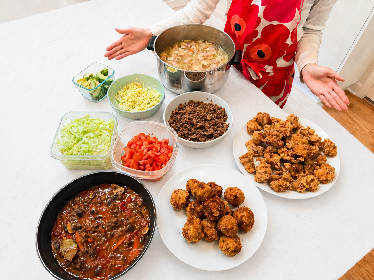 A table filled with freshly made Japanese home-cooked dishes